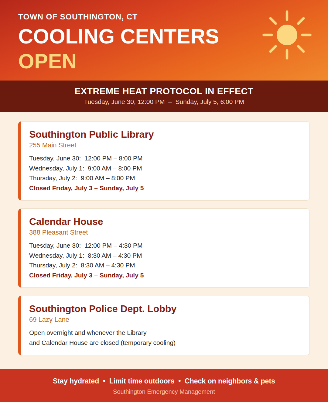 Warming/Cooling Center.